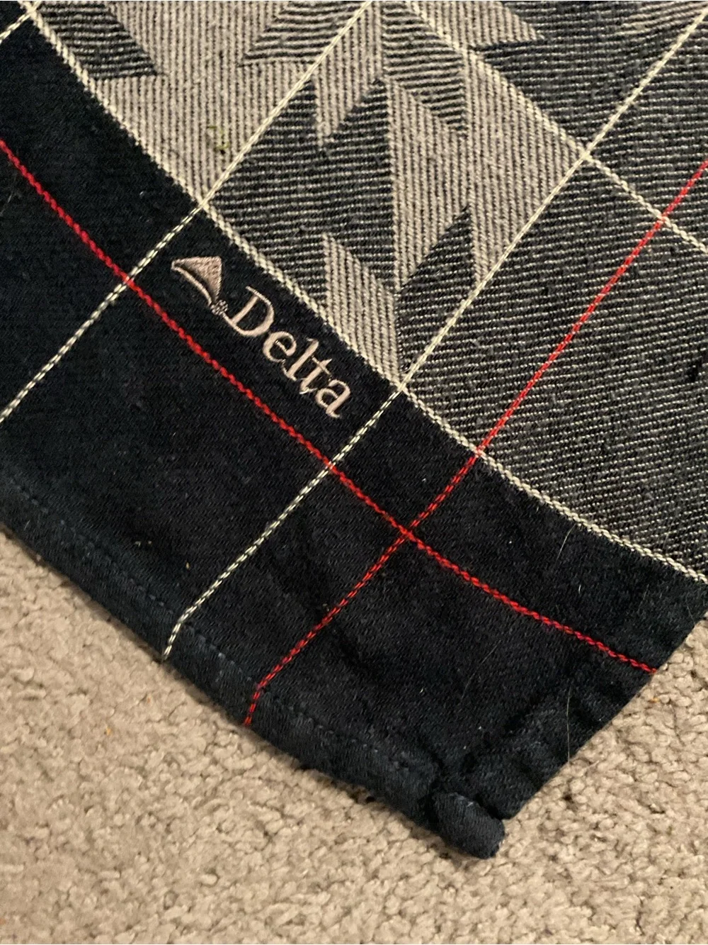 Vintage Delta Airlines Star Block Blue Knit Large Blanket 64” x 48”